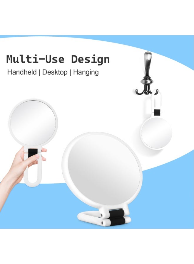 KISSUN 30x Magnifying Mirror, Travel Hand Mirrors with Handle - Double Side Handheld Mirror with 1X 30X Magnification & Adjustable Handle, Hand Held Foldable Travel Mirror for Makeup(Pearl White) - Image 3